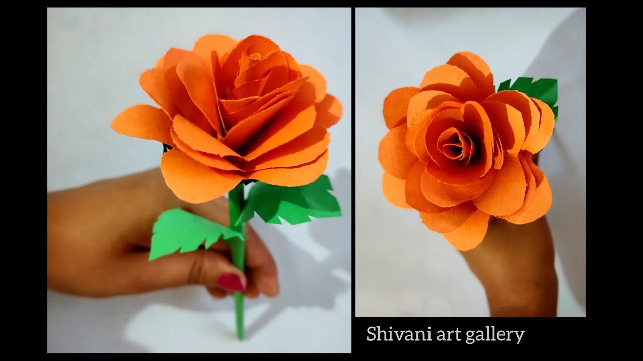 DIY Paper Rose | Orange Rose Craft | paper se rose kaise bnaye | How to Make Paper Rose | फूल