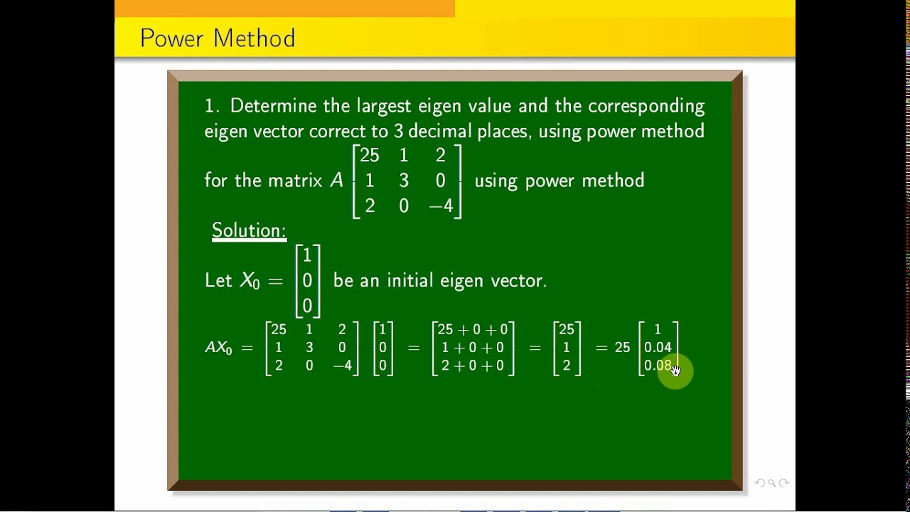#Power Method || Finding the Largest Eigen Value of  3 by e3 matrix by using Power Method.