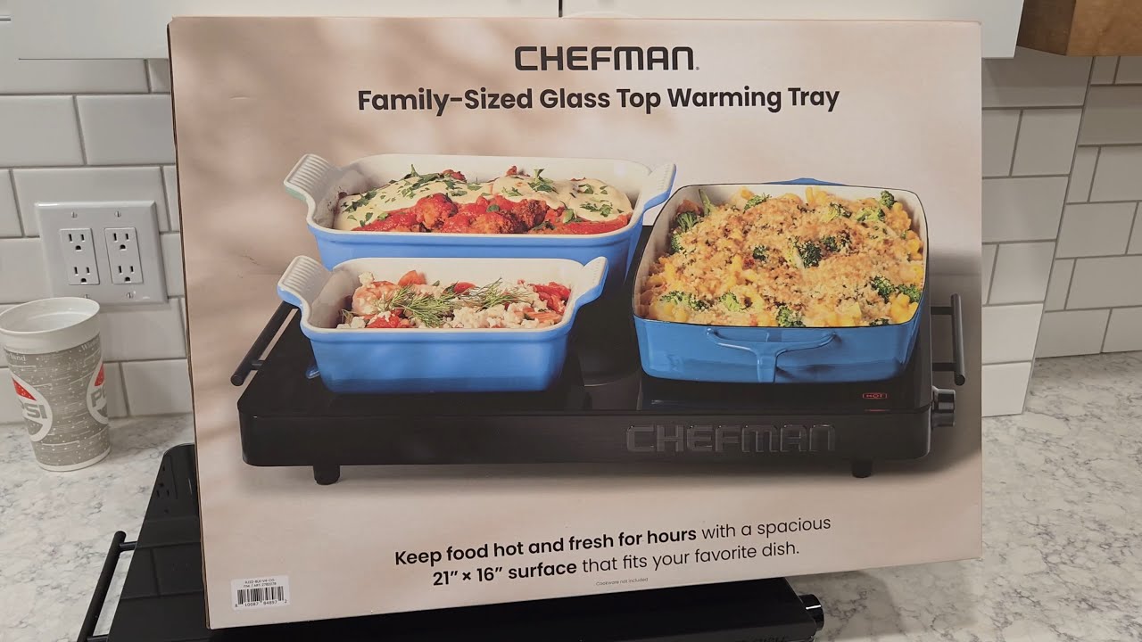 Обзор семейного подноса для подогрева еды со стеклянной крышкой Chefman, артикул Costco 2782278