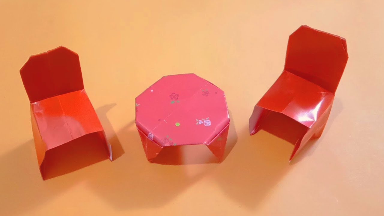PAPER CRAFT : Cara buat Origami  meja dan kursi | How to make Origami Furniture ( Table and Chair )