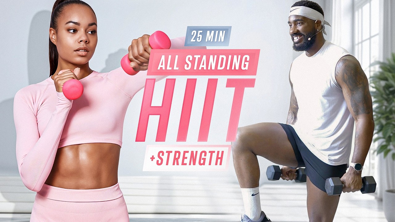 25 Min STANDING DUMBBELL WORKOUT | Full Body, Light Weights & NO REPAEATS!