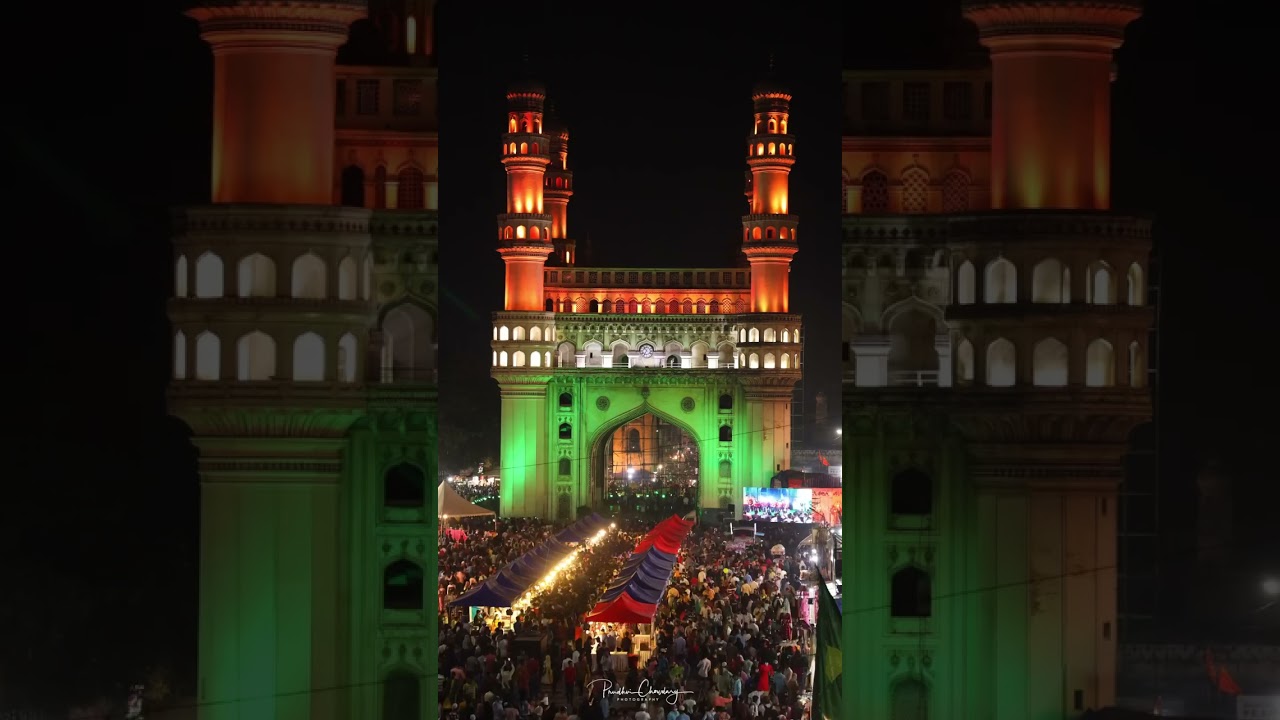 beautiful night view of Charminar...❤️ #hyderabad...