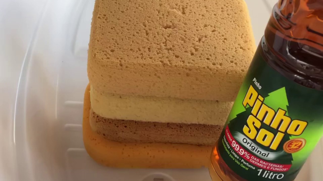ASMR - Esponja com Pinho Sol puro 🌲🌤 Sponge with Pine Pure Sol #asmronebottle