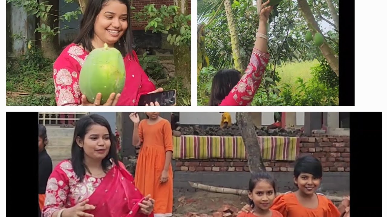 লাল শাড়ি পরে গ্রাম্য পরিবেশে নিজের ছোট  বেলার সৃতিচারণ করলাম🥰🥰