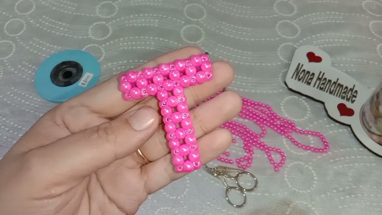 حرف ال(T) بالخرز للمبتدئيين مع شرح مبسط وواضح للغرزة الرباعية how to make letter//T//from beads