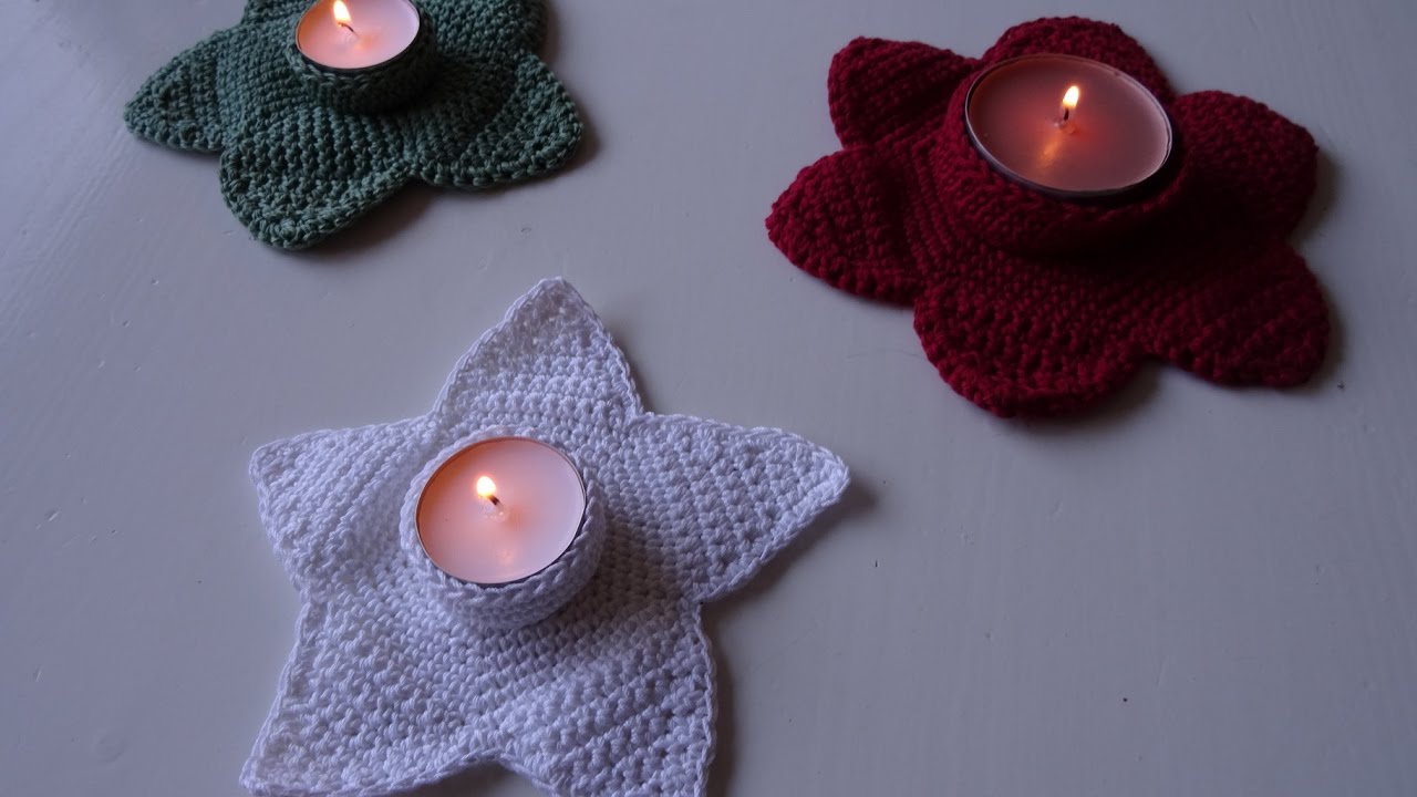 Gehaakte waxinelicht houder ster / Tealight holder star crochet