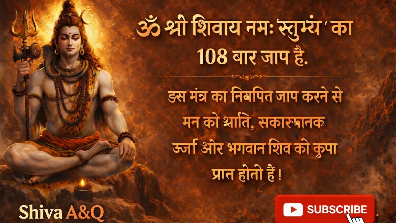 ॐ श्री शिवाय नमः स्तुभ्यं | 108 बार जप | Lord Shiva Mantra Chanting | शांति और शक्ति के लिए मंत्र 