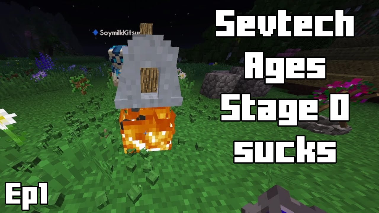 We cavemen figure out fire in MC's Sevtech Ages