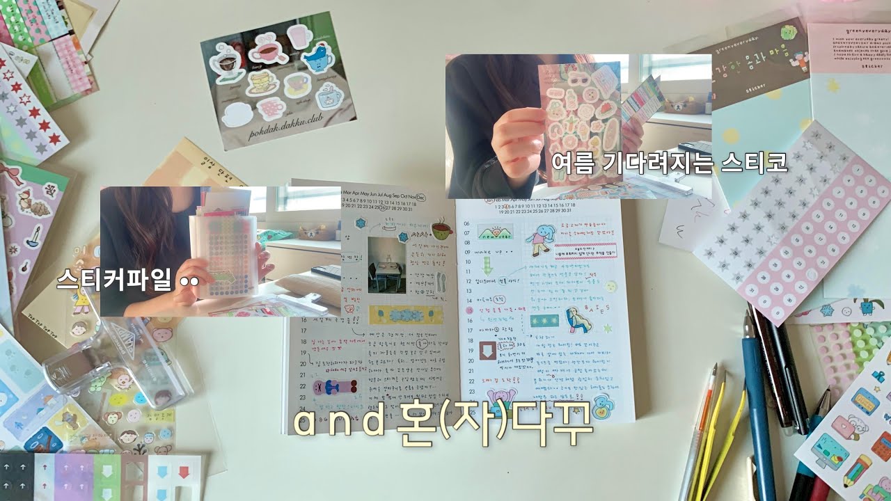 짤막 일기와 좋아하는 스티커 보여주고 이러쿵저러쿵하다 다꾸하기 •• 🌞