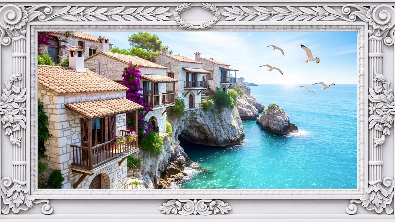 Relaxing 4K TV Art: 2 HOUR Slideshow of Framed Village Paintings | Ambient Background