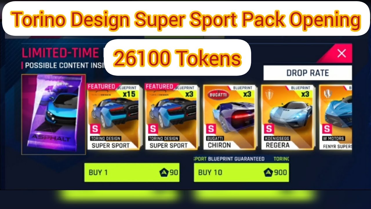 Asphalt 9 | Spending 26100 Tokens on Torino Design Super Sport Packs
