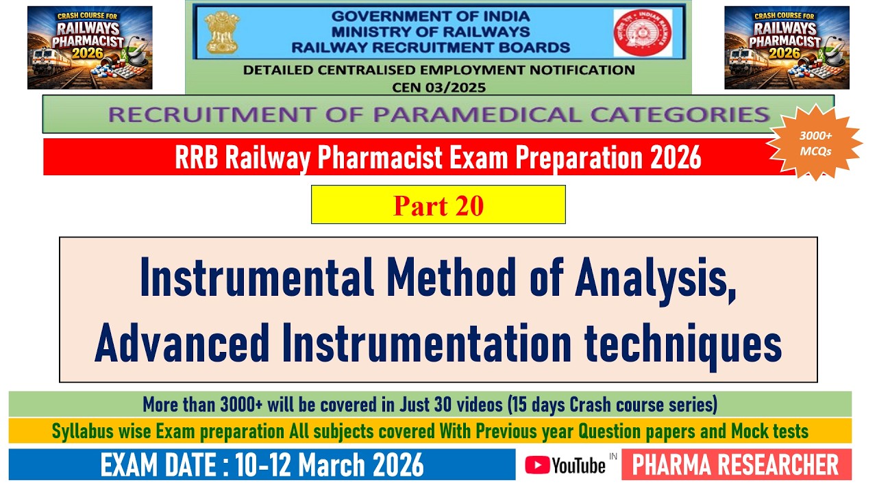 Advanced Instrumentation Techniques MCQs II Railway Pharmacist exam preparation 2026 #pharmacist