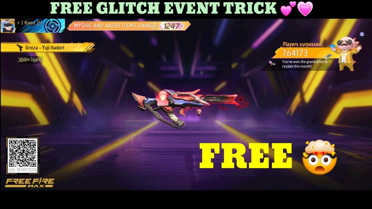 NEW GROZA YUJI ITADORI GUN SKIN IN FREE FIRE NEW RING EVENT TODAY || GROZA GUN SKIN FREE FIRE X JJK