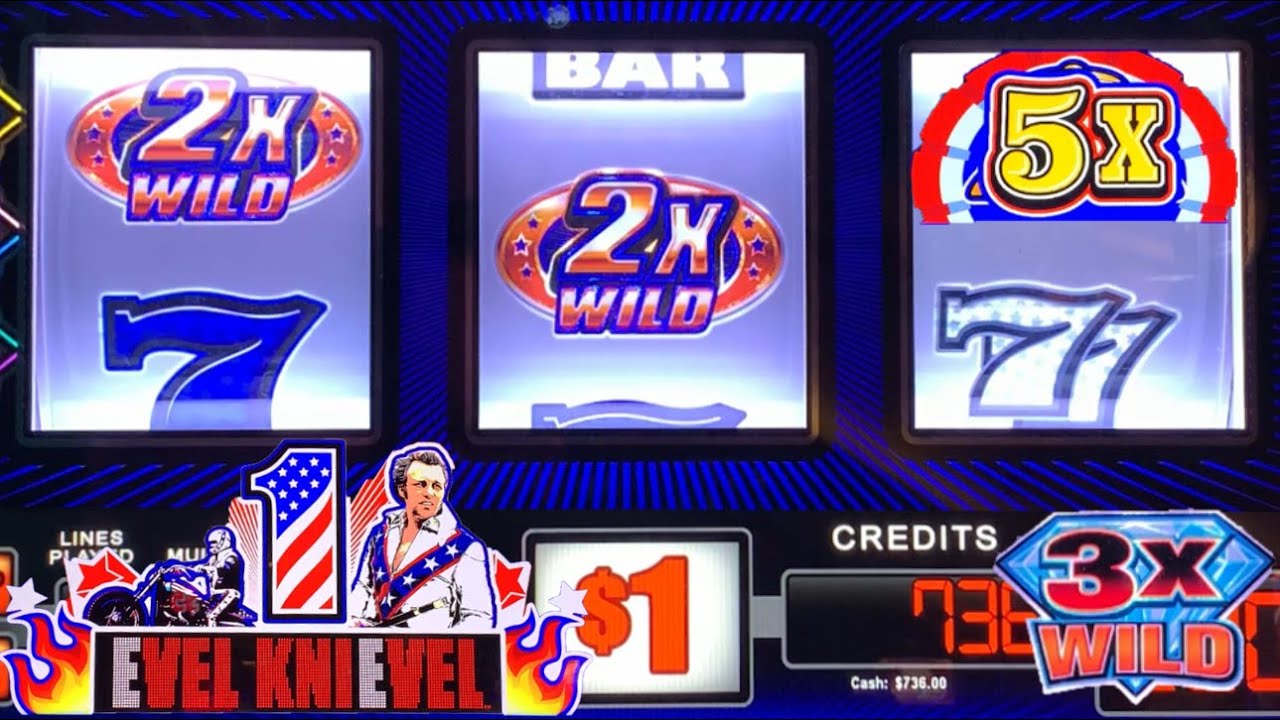 NICE wins! EVEL KNIEVEL slot machine! 10x Jackpot WILD LIBERTY + Radiant Gems slots! 