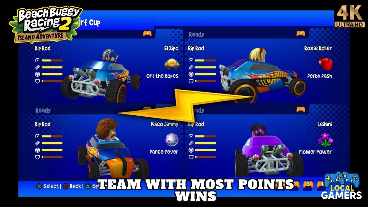 2v2 RIVALRY! El Zipo & Roxie Roller vs Leilani & Disco Jimmy | 4 Player Split Screen | BBR2