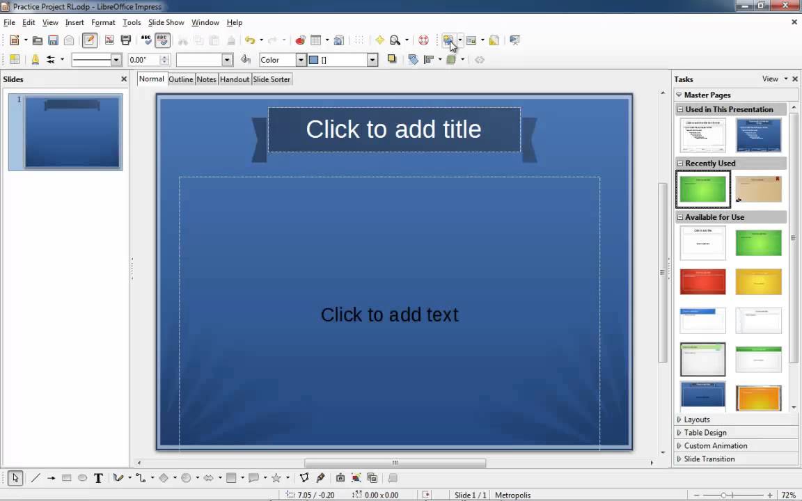 LibreOffice Impress: Making New Slides From Templates
