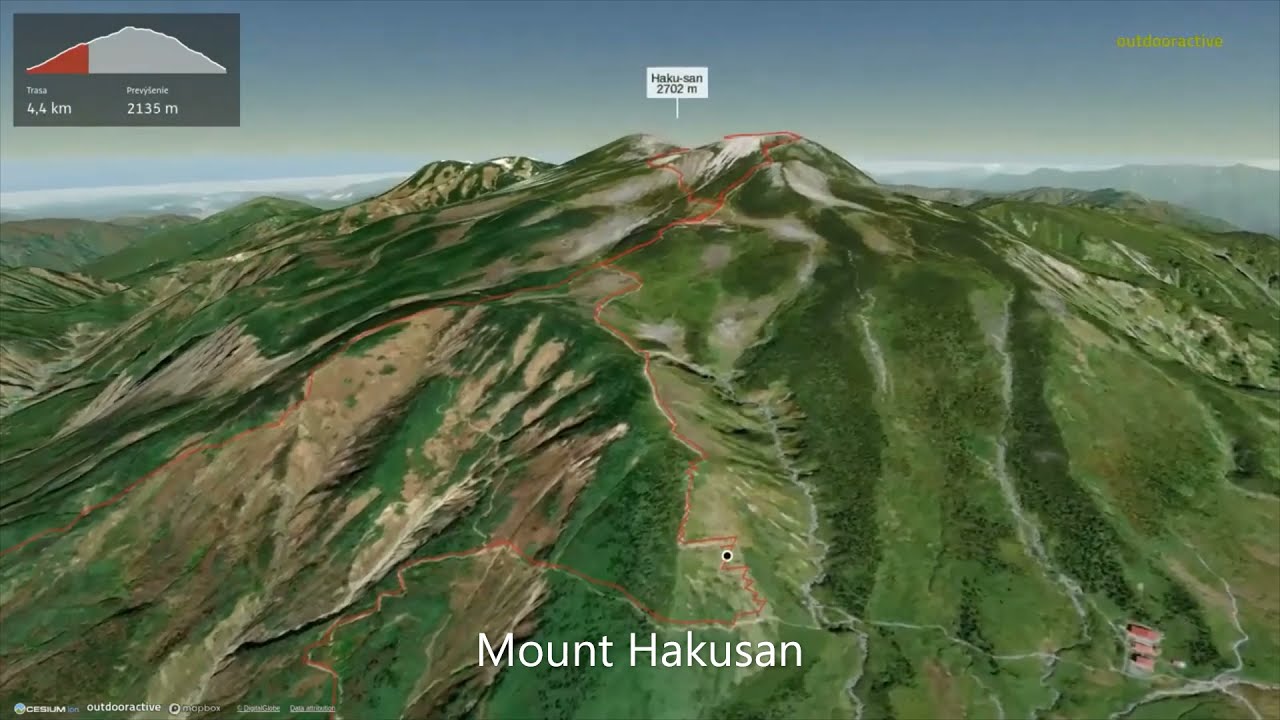 Mount Hakusan ∆ hiking trails ∆ 3d-trail.com/japan/