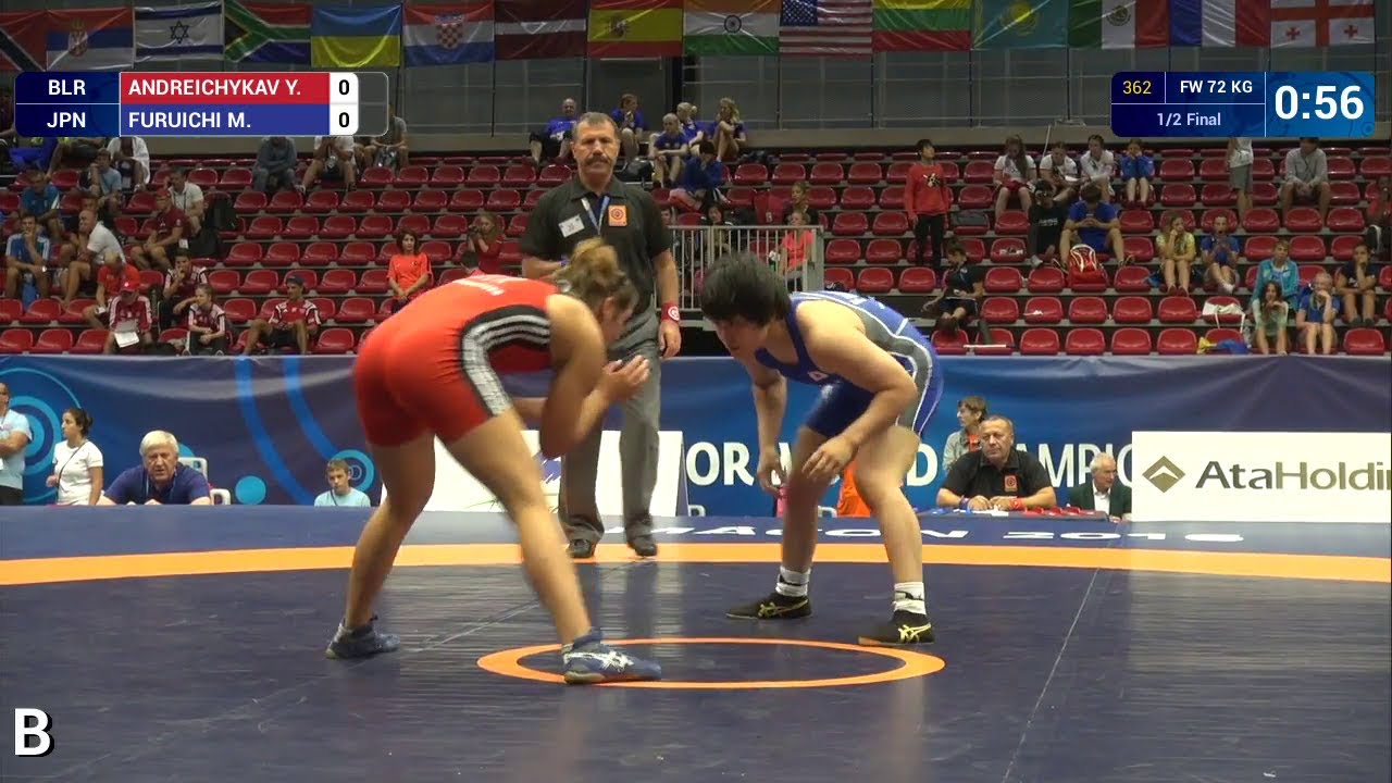 1/2 FW - 72 kg: M. FURUICHI (JPN) df. Y. ANDREICHYKAV (BLR) by FALL, 9-0