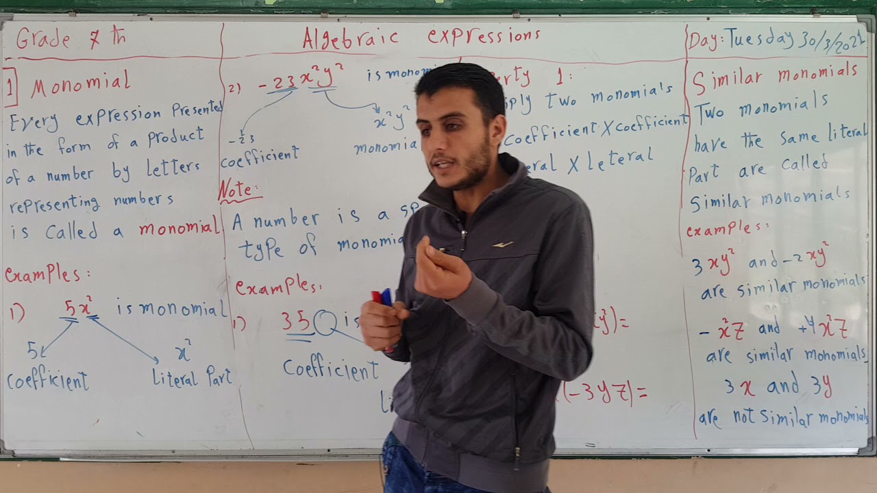 Algebraic expressions, Math, Grade 7, Ayman