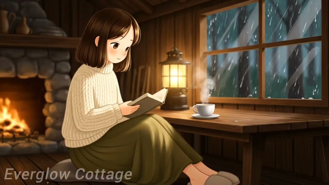 Living Alone in a Cozy Wooden Cabin During Heavy Rain 🌧️ | Everglow Cottage | Studio Ghibli ASMR 