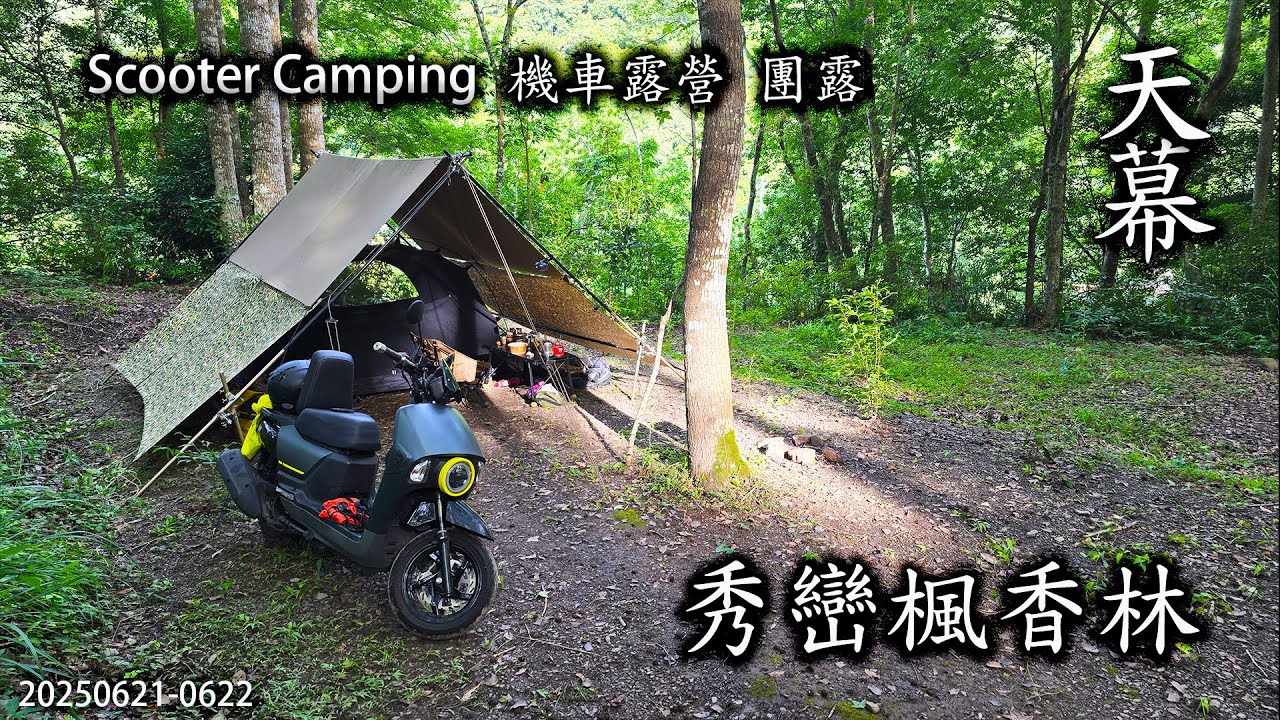 ｜機車露營 ｜天幕｜炎熱的夏至，在秀巒楓香林的團露