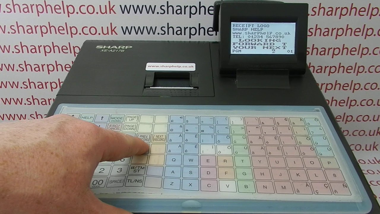 Как добавить название вашего магазина в заголовок чека Sharp XE-A217B / Sharp XE-A217W