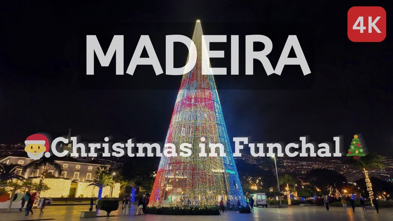 🎄🎅 Christmas Night Walk in Funchal, Madeira: From Lido to City Center | 4K Walking Tour