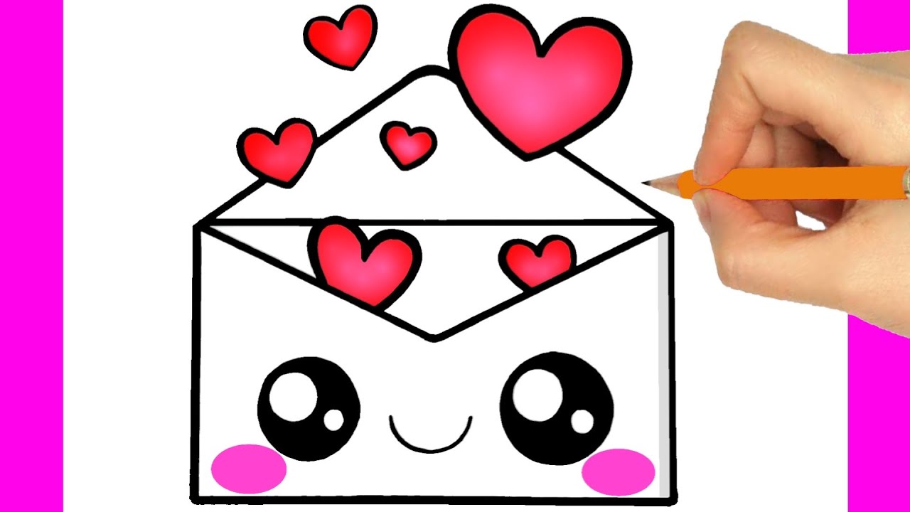 COMMENT DESSINER UNE LETRE D'AMOUR KAWAII FACILE