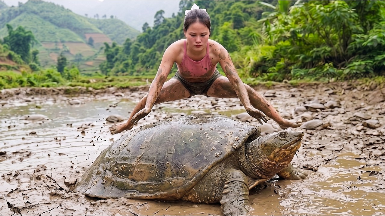 Harvesting Catching Giant Turtle 12KG Mud Pond go to Countryside Market Sell | Thương - Bushcraft