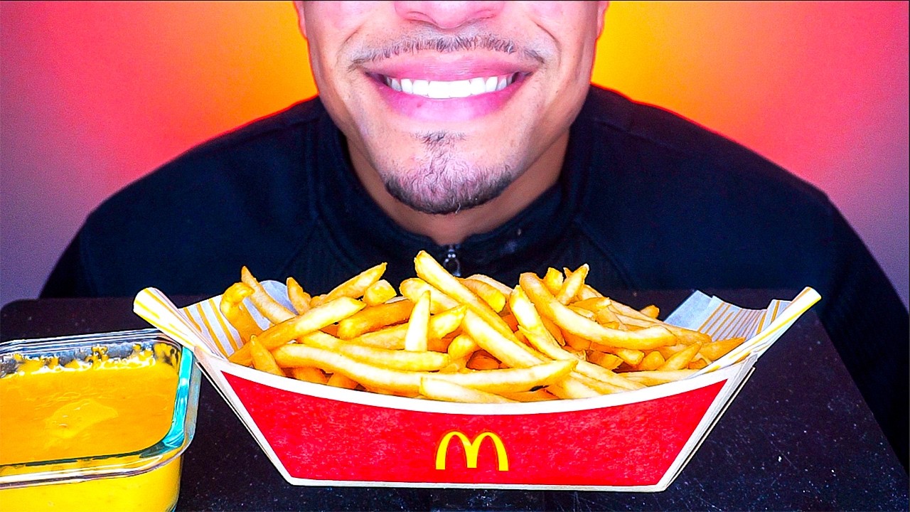 MCDONALD’S BASKET OF FRIES MUKBANG | CRISPY FRENCH FRIES CHALLENGE CHEESE SAUCE ASMR BIG BITES JERRY