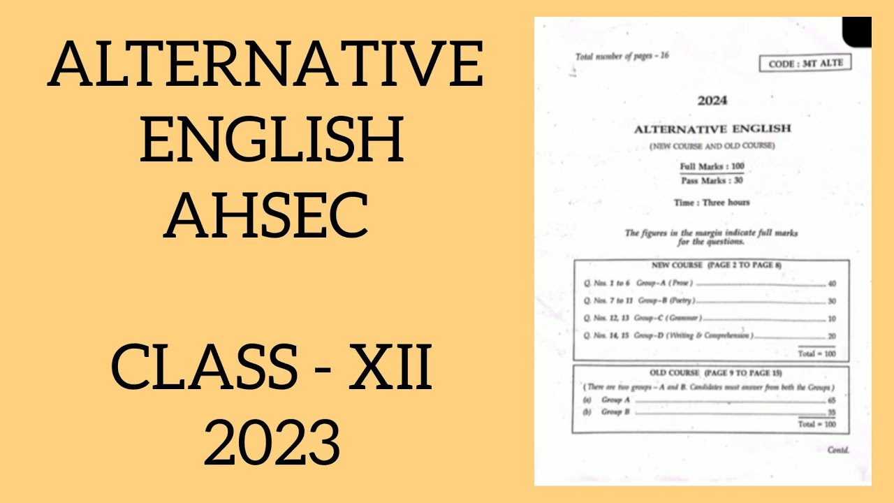 Alternative English AHSEC Class-12 2023 PYQ Question Paper