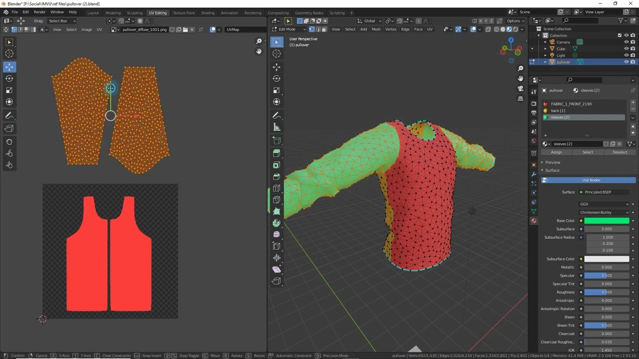 Marvelous Designer, Material & UV prep in Blender