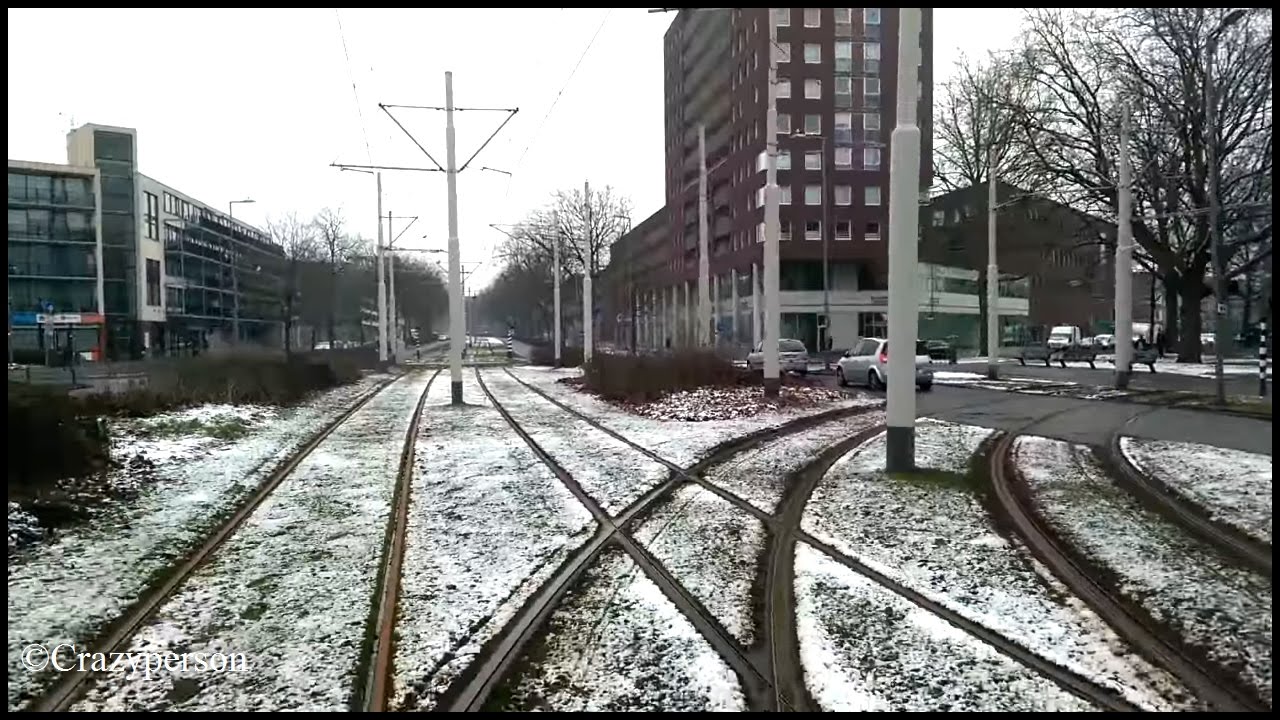 Tramrit in sneeuw op tramlijn 2, Rotterdam (ride in snow) #CabView