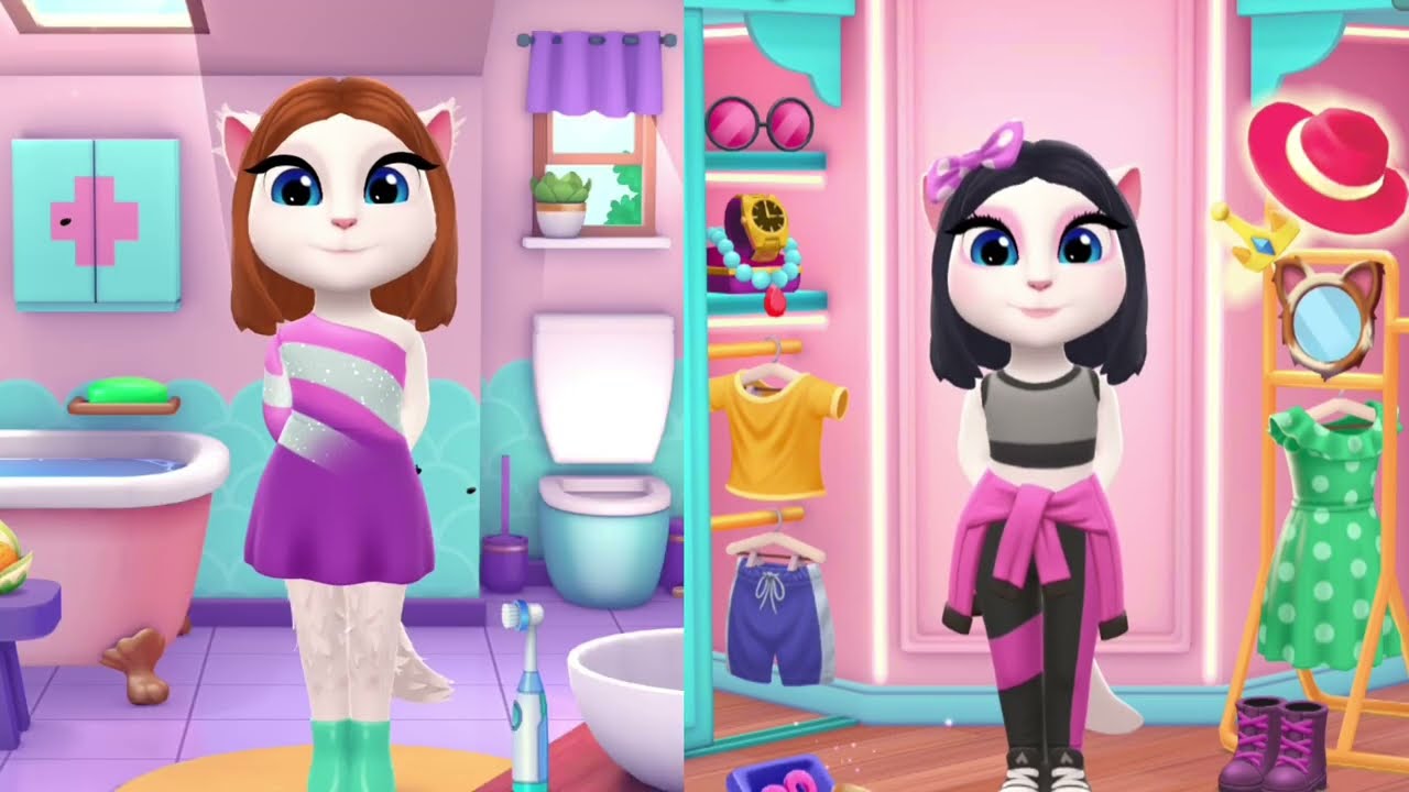Sad story:Twins Angela Rich And Poor Angela || My Talking Angela 2 