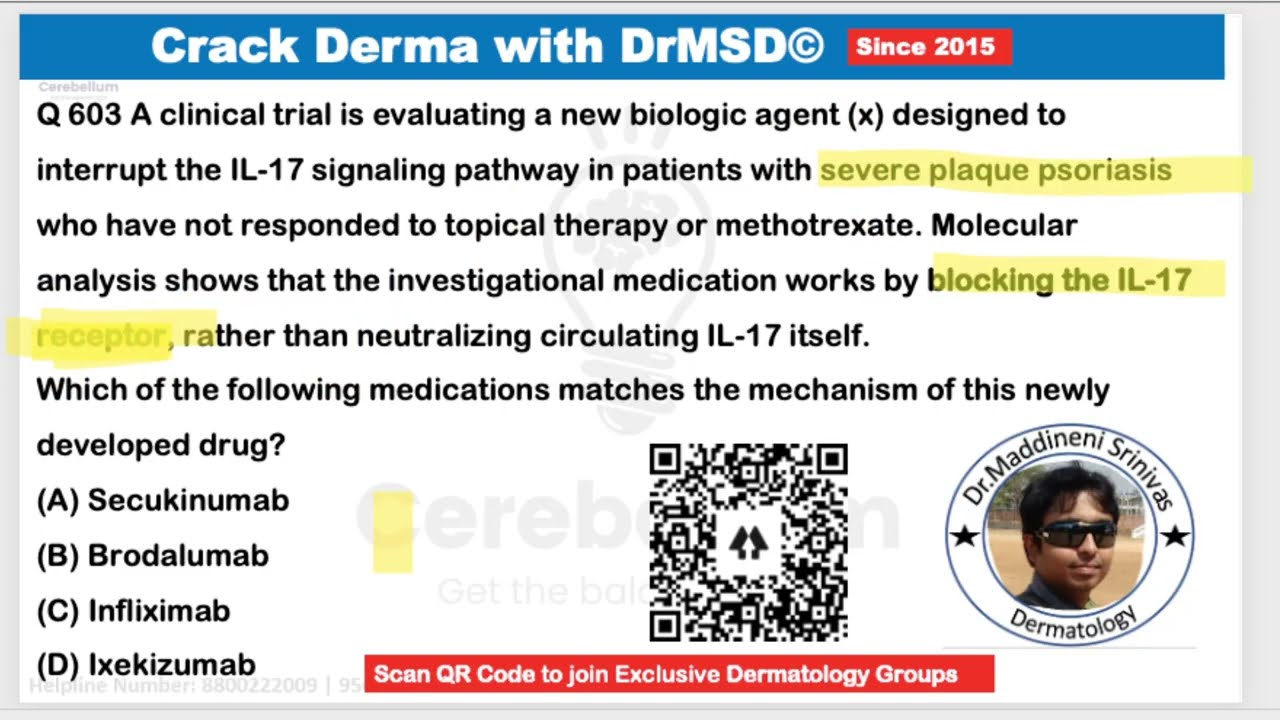 Антагонист рецептора IL-17 | Секукинумаб ИЛИ Иксекизумаб ИЛИ Бродалумаб? #crackdermawithdrmsd 603