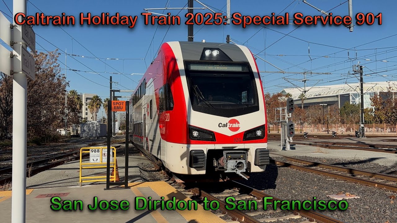Caltrain Holiday Train 2025: Special Service 901 Full Ride San Jose Diridon to San Francisco 4K HDR