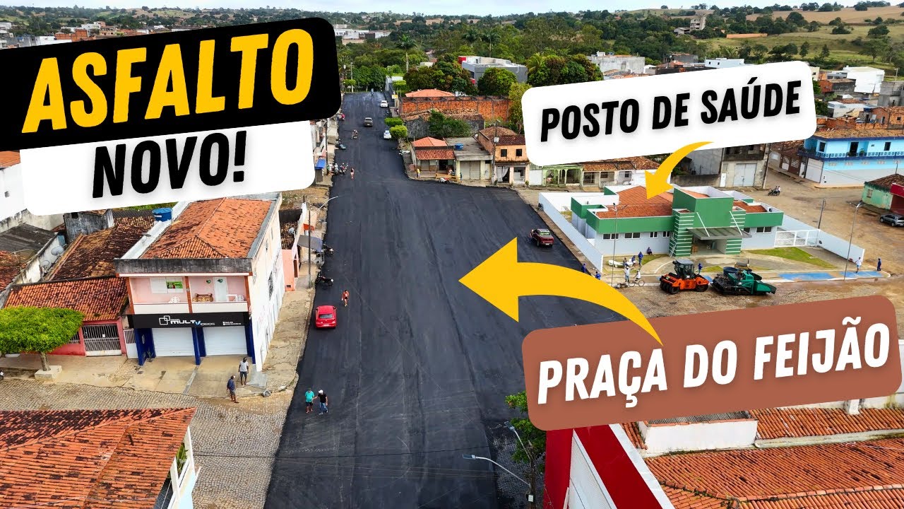 DRONE mostra PRAÇA DO FEIJÃO sendo ASFALTADA! PARIPIRAGA BA