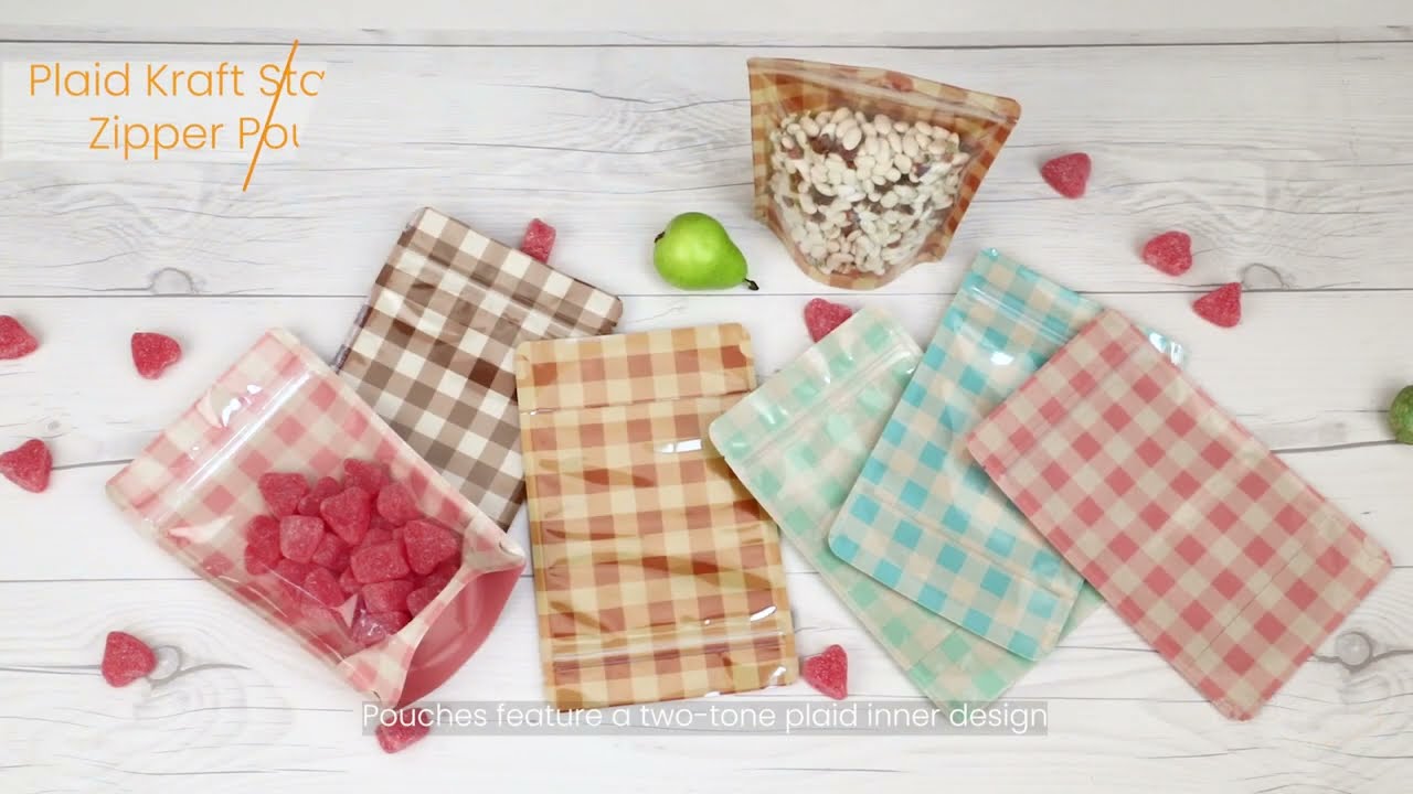 Plaid Kraft Stand Up Pouches