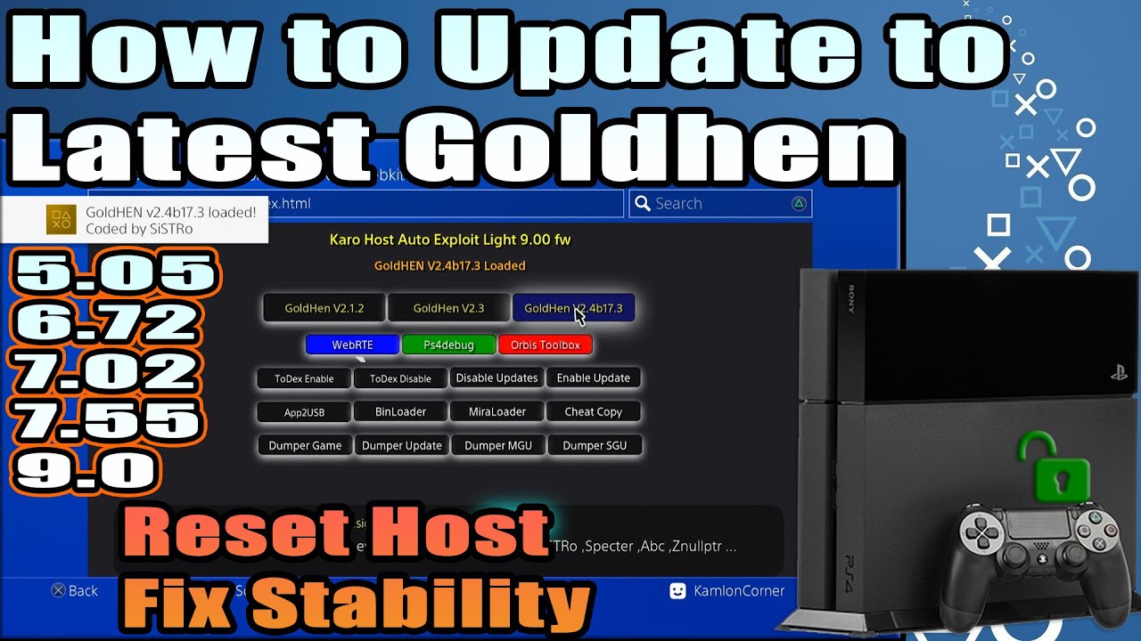 How to update Goldhen to the latest using webhost | PS4 9.0 and below