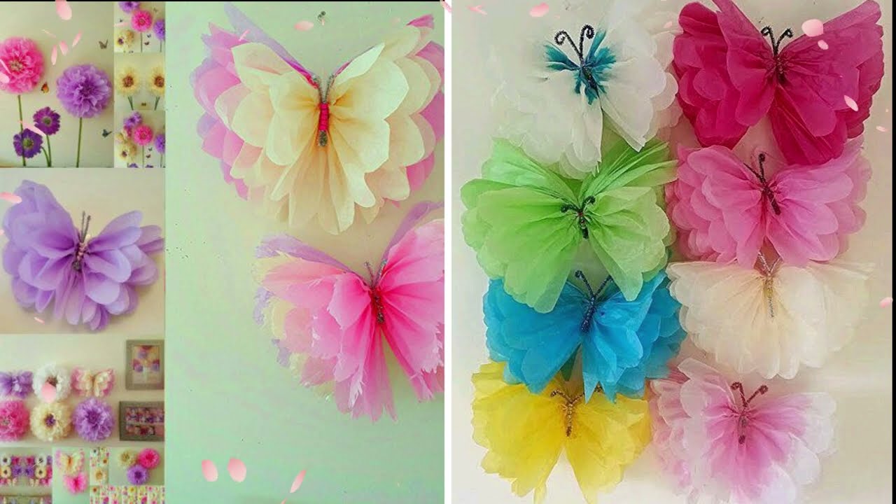mariposas de papel crepe grandes DIY / mesa de dulces y decoración