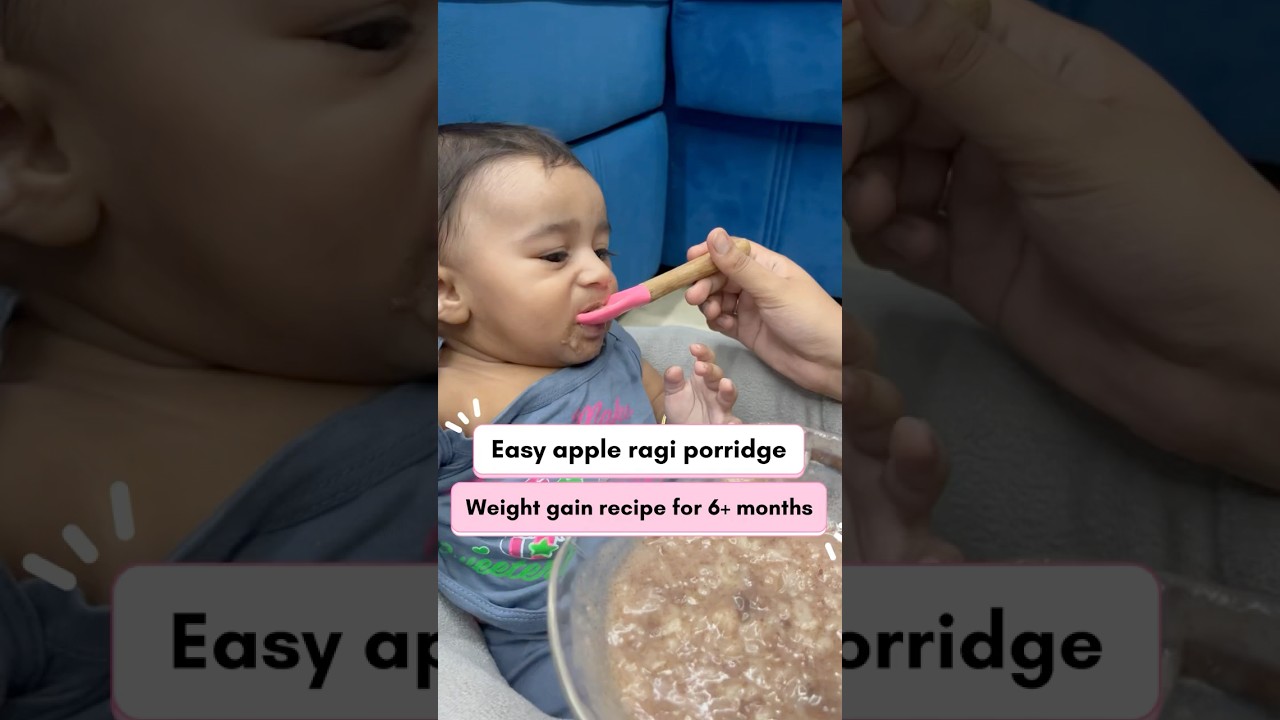 Healthy apple ragi porridge for 6+ month🍎|Weight gain recipe #ytshorts #ragi #babyfood #weightgain