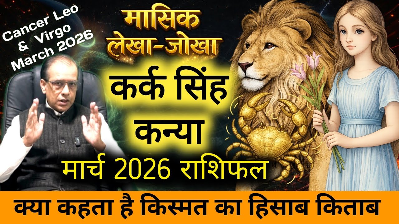 कर्क सिंह कन्या मार्च 2026 | मासिक लेखा जोखा, बड़ा बदलाव, किस्मत का फैसला!