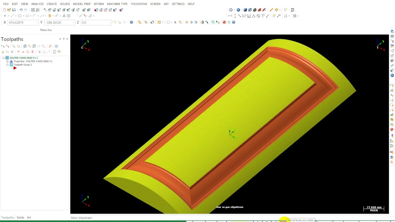 Mastercam Multisurface\Многоповерхностная 4 осевая. Гнутый фасад.