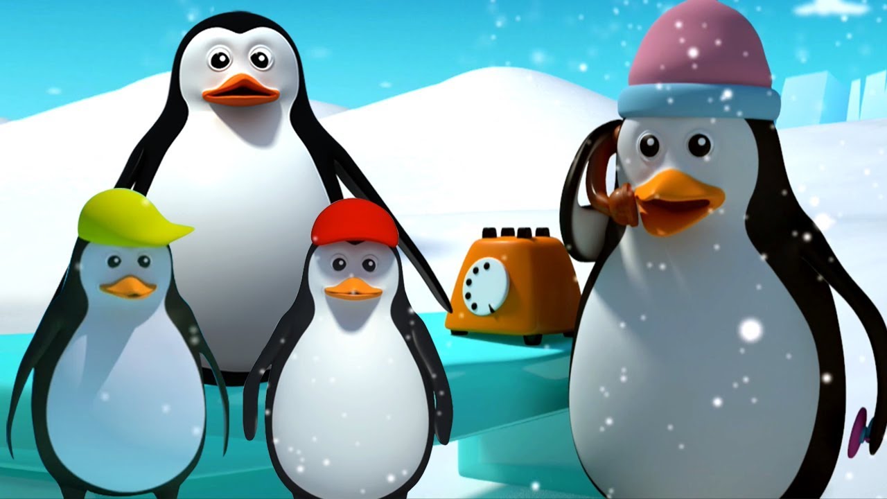 Cinq petits pingouins   chansons françaises   rimes préscolaires   3D Rhymes   Five Little Penguins