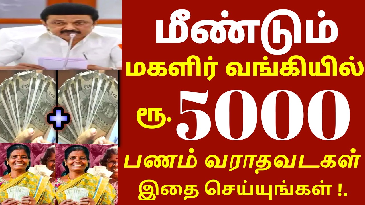 மீண்டும் ரூ.5000 மகளிர் வங்கி கணக்கில் முதல்வர் கொடுத்த அடுத்த சர்ப்ரைஸ் | magalir urimai latestnews