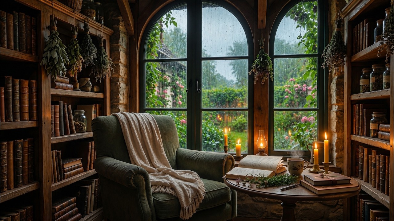 Summer Rain Reading Room at Moonwillow Cottage | Cozy Rain Ambience for Reading & Sleep