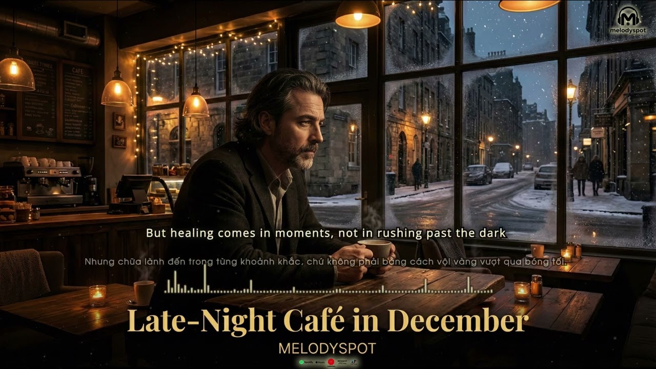 🎄 Late Night Caf&eacute; in December &ndash; Melodyspot | Lofi Chill &bull; Snowy Night Ambience &bull; Cozy Coffee Shop