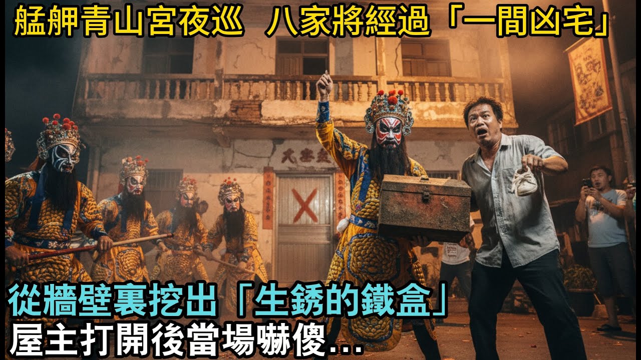 艋舺青山宮夜巡，八家將經過「一間凶宅」不肯走，從牆壁裏挖出「生銹的鐵盒」屋主打開後當場嚇傻#故事