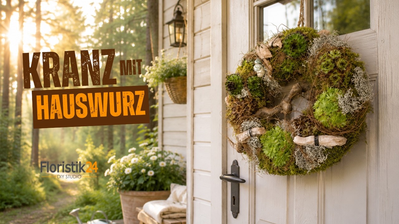 Kranz mit schönen Sukkulenten [ Natürlichen Kranz selber machen ] Die Hauswurz Pflanzen Dekoration