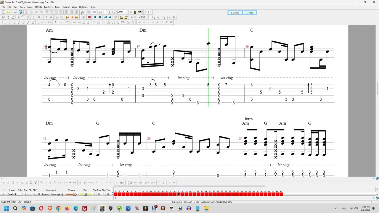 No.467 - GuitarTAB - Fly Me To The Moon - Julie London - 吉他谱